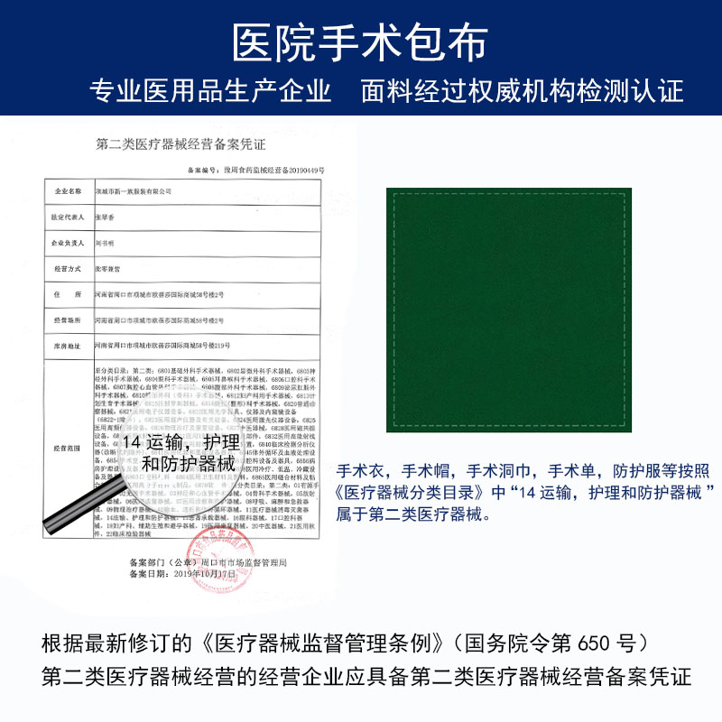 纯棉手术包布洞巾铺巾医院专用洞巾大单中单墨绿色双层全棉剖腹单-图0