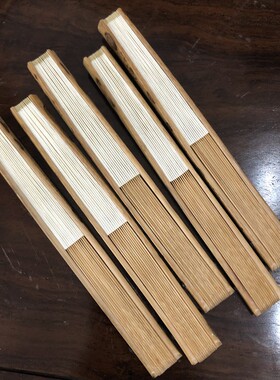 扇子折扇文玩扇 湘西花斑竹 4.5寸精品梅鹿折扇 迷你扇