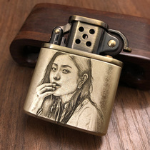 3D Finely Carved Personality Customized Zorro 506 Brass Old Nine Doors Kerosene Lighter Birthday Gift Retro Creativity