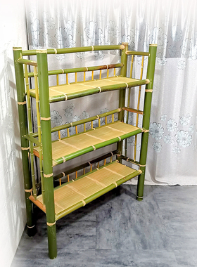 书架竹子秋进手工竹制置物架家具