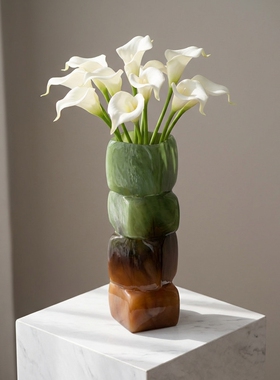 现代简约几何绿色渐变花瓶摆件