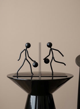 创意火柴人黑金属桌面书挡摆件