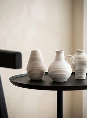 简约陶瓷花瓶摆件三件套白色