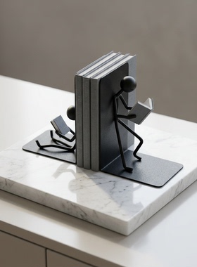创意3D立体金属书挡桌面收纳