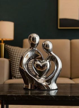 现代简约不锈钢人物雕塑摆件