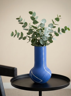 蓝色陶瓷花艺插花瓶客厅摆件