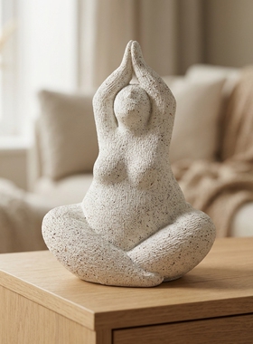 创意瑜伽人物陶瓷雕塑摆件冥想