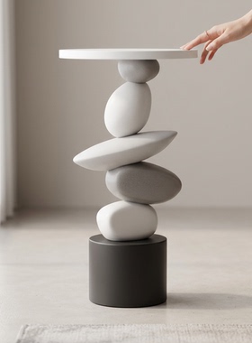 现代简约圆形叠层茶几摆件