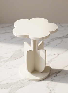 现代简约白色花瓣边桌小茶几