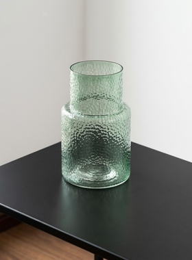 现代简约锤纹玻璃大号插花瓶
