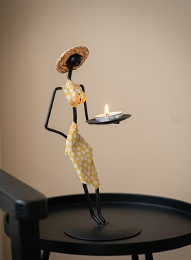 创意人物造型铁艺烛台摆件