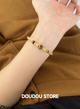 doudoustore虎眼石金属手链