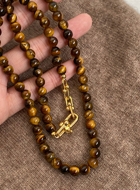 doudoustore虎眼石项链