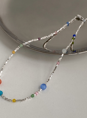doudoustore彩色碎银子项链