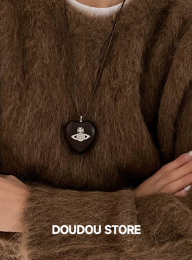 DOUDOUSTORE秋冬毛衣链高级感气质慵懒风百搭土星项链木质爱心女