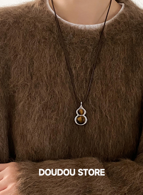DOUDOUSTORE毛衣链天然虎眼石百搭葫芦气质项链高级感复古小众女