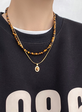 doudoustore虎眼石项链