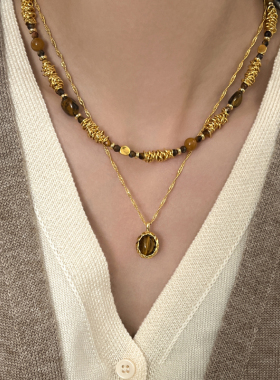 doudoustore虎眼石项链