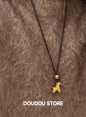 DOUDOUSTORE色马上有钱几何圆球沙金小马重工毛衣链可爱项链女