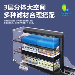 金利佳鱼缸过滤器上置长方形滴流盒四合一挂壁循环净水增氧过滤槽