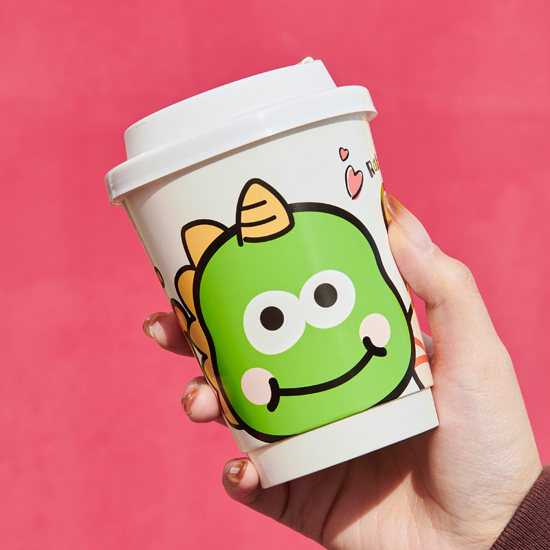Disposable double-layer thickened paper cup with lid to prevent leakage