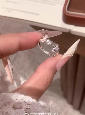 甜美风蝴蝶结叉子星星戒指百搭高级感指环女生韩系食指戒精致手饰
