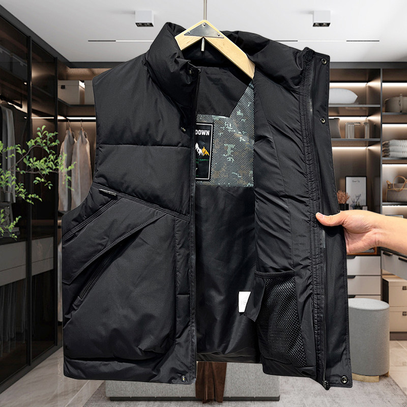 冬季新款加厚保暖羽绒马甲男士潮流无袖宽松立领坎肩背心情侣外套 - 图3