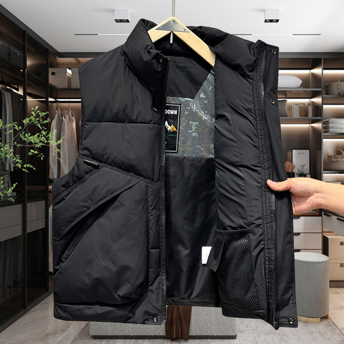 冬季新款加厚保暖羽绒马甲男士潮流无袖宽松立领坎肩背心情侣外套 - 图3