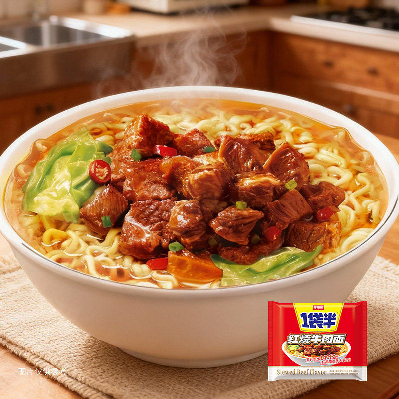 今麦郎一袋半方便面红烧牛肉面袋装泡面速食面大份量面饼充饥tk