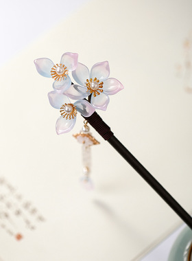 花朵流苏木簪珍珠复古中国风