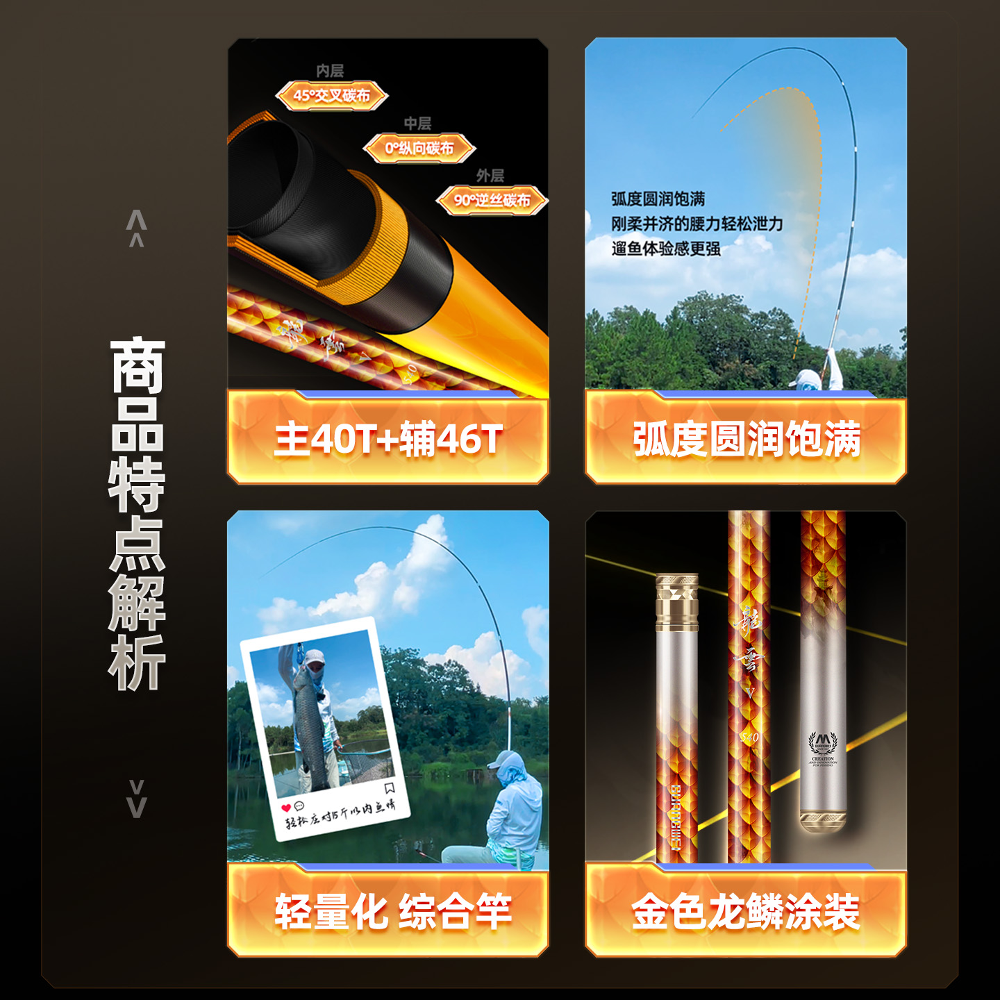 光威龙云三代超硬台钓竿 碳素鱼竿超硬鱼杆28调鲤鱼黑坑综合钓竿