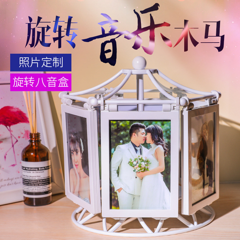 创意DIY定制情侣相册本宝宝百日成长婚纱照艺术影楼纪念相框摆台