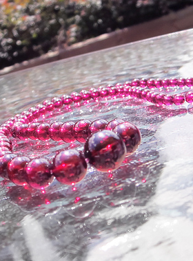 天然紫牙乌石榴石短颈塔项链纯净无暇玻璃体紫玫红色女饰 收藏品