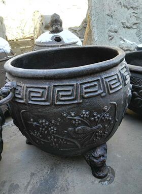 仿古风寺庙庭院别墅鱼缸大堂摆件