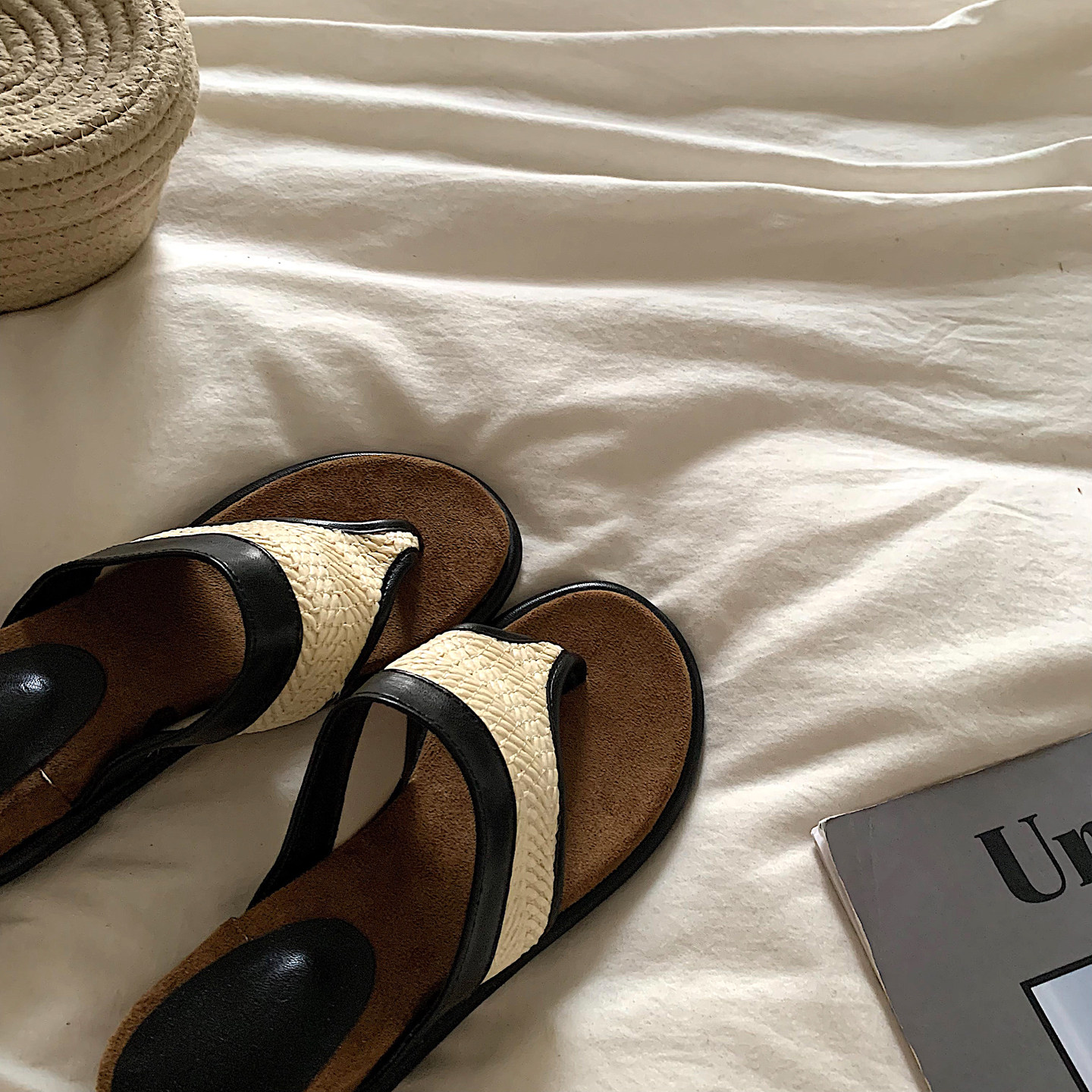 海岛度假~露思同款高及感厚底坡跟人字拖女ins编织复古沙滩凉拖鞋,淘宝优惠券,粉丝福利购,淘宝优惠卷