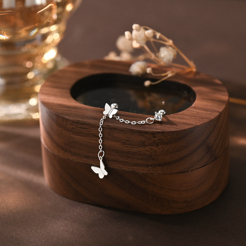 蝴蝶耳线女双耳洞螺丝拧扣耳钉s999纯银耳环高级感轻奢长款耳饰品,淘宝优惠券,粉丝福利购,淘宝优惠卷