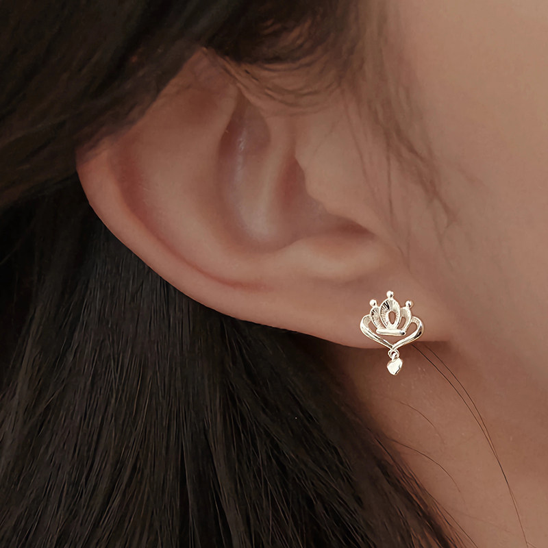 足银999养耳洞耳饰品女爱心耳坠皇冠耳环高级感轻奢气质纯银耳钉,淘宝优惠券,粉丝福利购,淘宝优惠卷