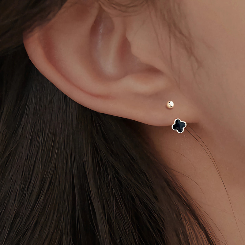 s999纯银耳环2025新款爆款高级感滴胶幸运草后挂式耳钉养耳洞耳饰,淘宝优惠券,粉丝福利购,淘宝优惠卷