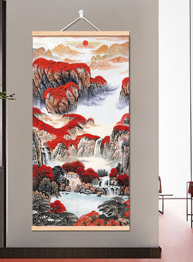 玄关入户鸿运当头山水画