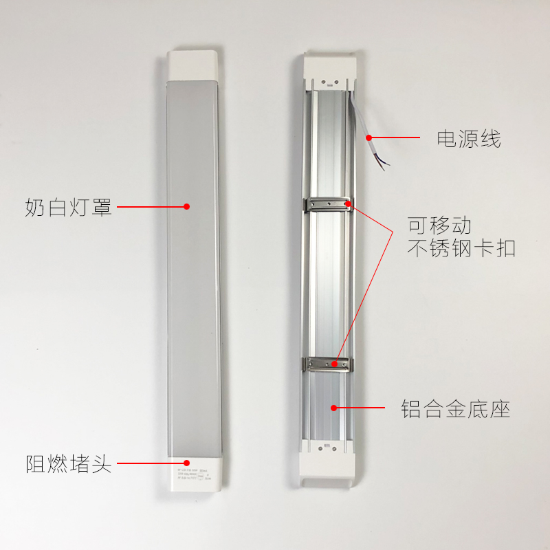 led三防净化灯管40w一体防尘长条日光灯家用办公节能超亮T5T8全套 - 图1