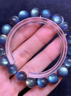 苗哥水晶 天然灰月光手链男女通用 珠光宝气百搭饰品礼物