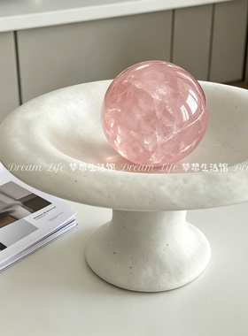 水晶球底座简约大气圆形黑色陶瓷托盘玄关客厅装饰摆件造景摆放盘