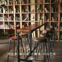 Close by wall Bar table Commercial Milk Tea Shop Cafe Bar Desk Table Domestic Strip Balcony Solid Wood Table And Chairs High Bar