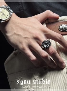 Syou恶魔之眼朋克霸气钛钢戒指