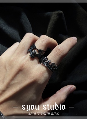 Syou黑色蝙蝠复古小众设计美式