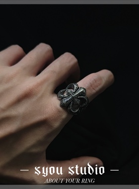 Syou中性不锈钢朋克复古小众戒指