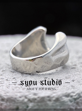 幸运马蹄铁欧美复古钛钢戒指