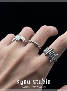 Syou钛钢不掉色弧形素戒情侣款