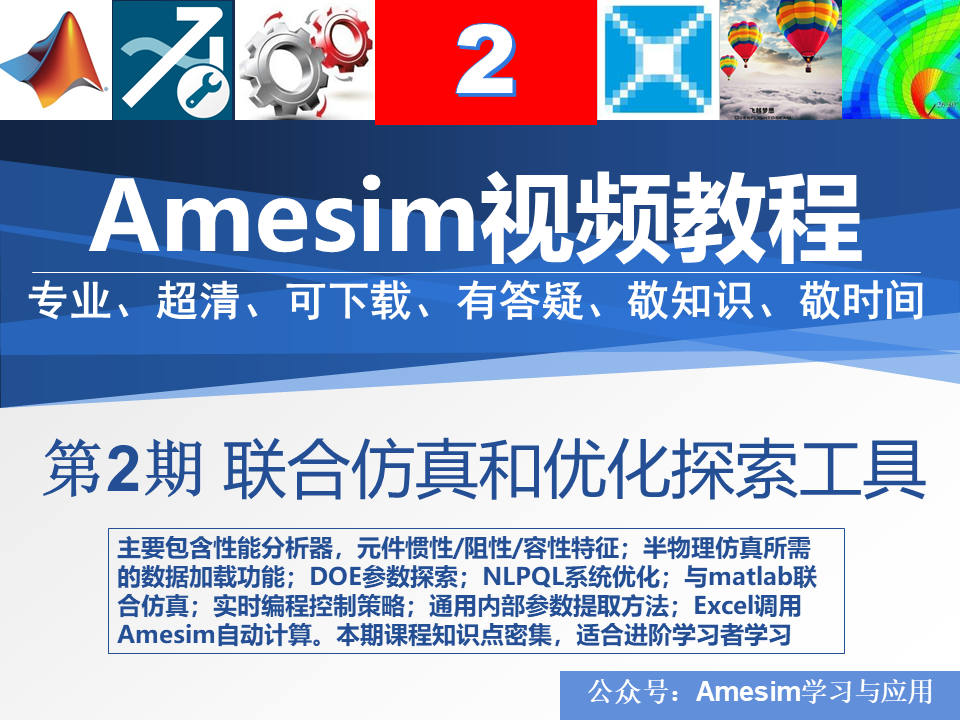 amesim第02期参数分析DOE和系统优化NLPQL视频教程教学遗传算仿真 - 图0