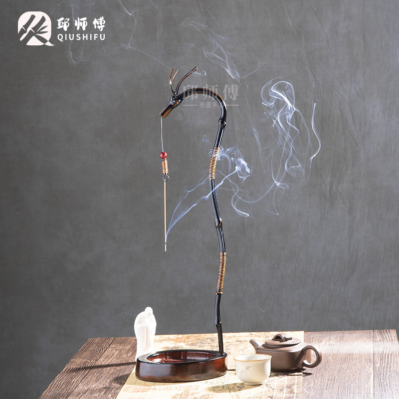 邱师傅竹木大漆竹制龙头造型茶道挂香炉室内香薰炉香道香器底座,淘宝优惠券,粉丝福利购,淘宝优惠卷